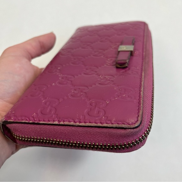 GUCCI Guccissima Signature Bowy Zip Around Wallet Peonia Flower - Picture 6 of 16